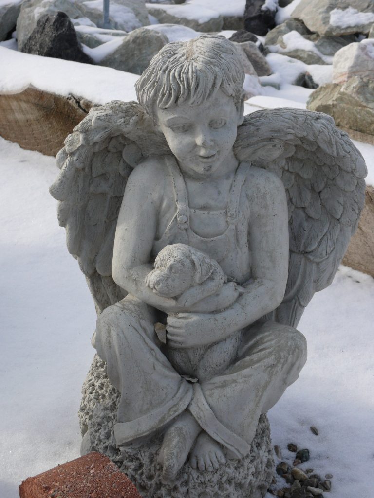 Angle Boy with Dog Statue - Eagle Landscaping Supply